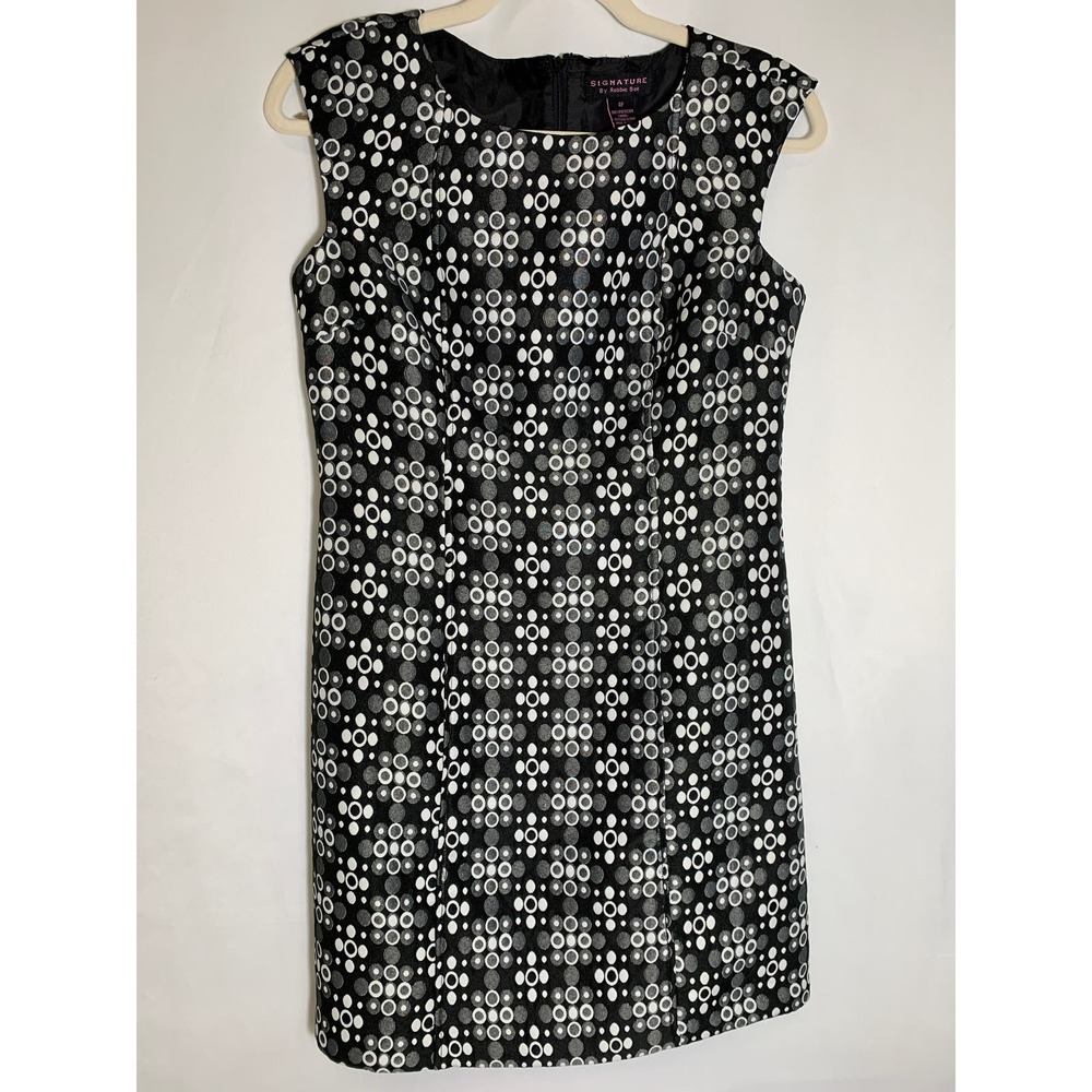 Signature by Robbie Bee Black Patterned Sleeveless Sheath Dress Sz 4P